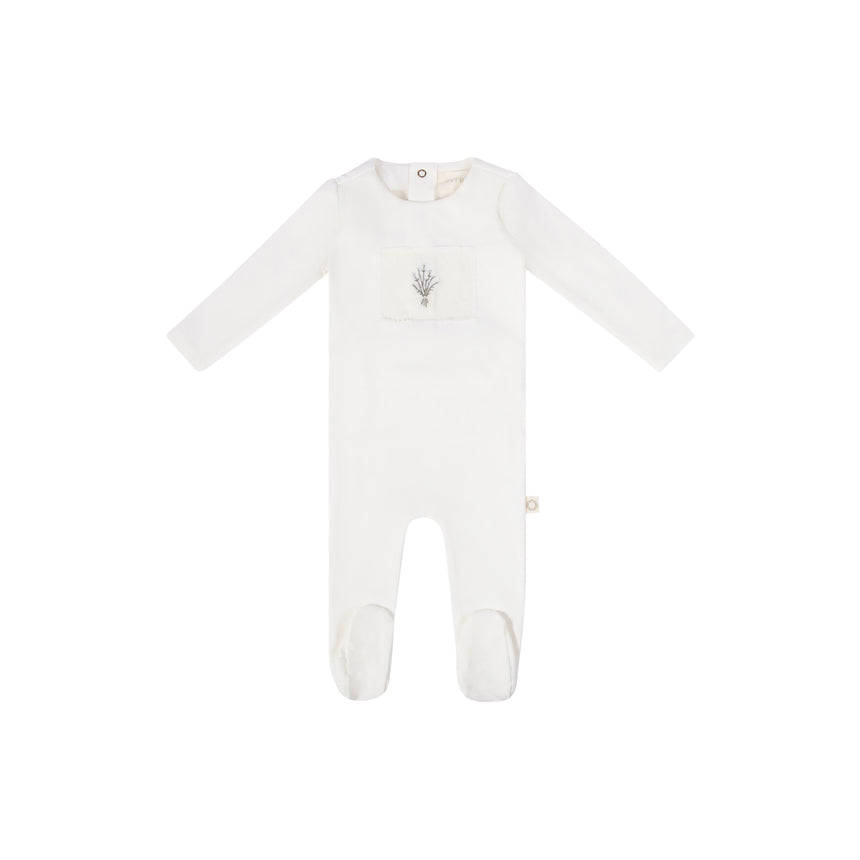 Floral Patch Footie - White/Blue