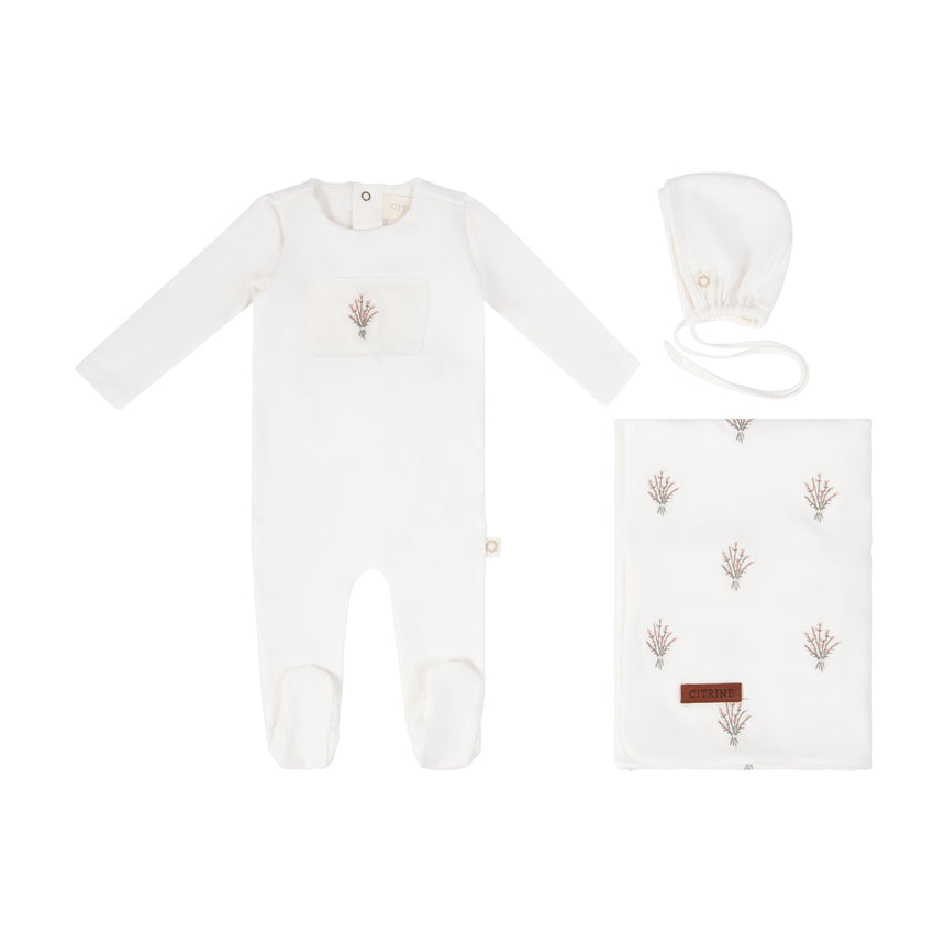 Floral Patch Layette Set - White/Peach