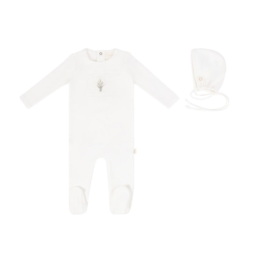 Floral Patch Footie Set - White/Yellow