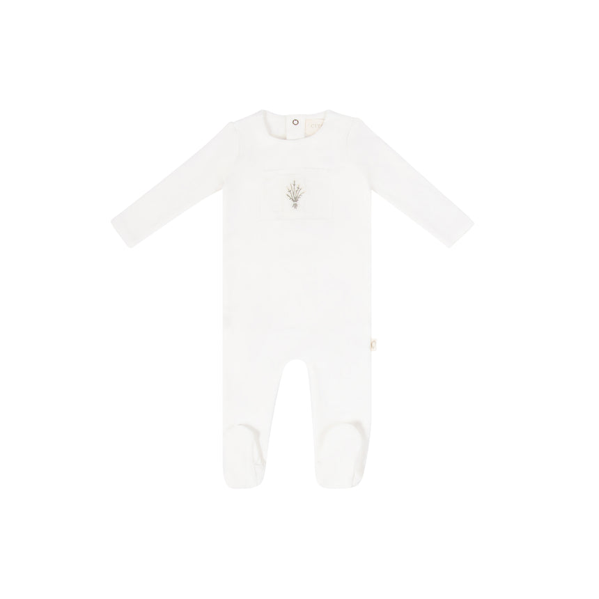 Floral Patch Footie - White/Yellow