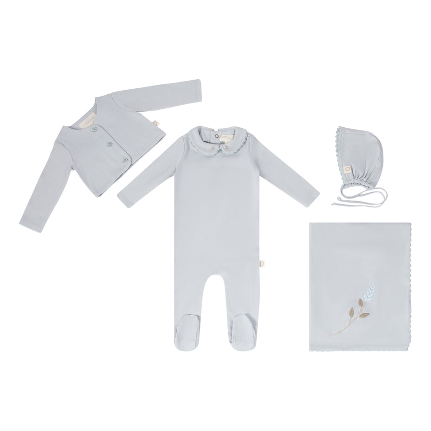 Ric Rac Layette Set - Light Blue Tonal