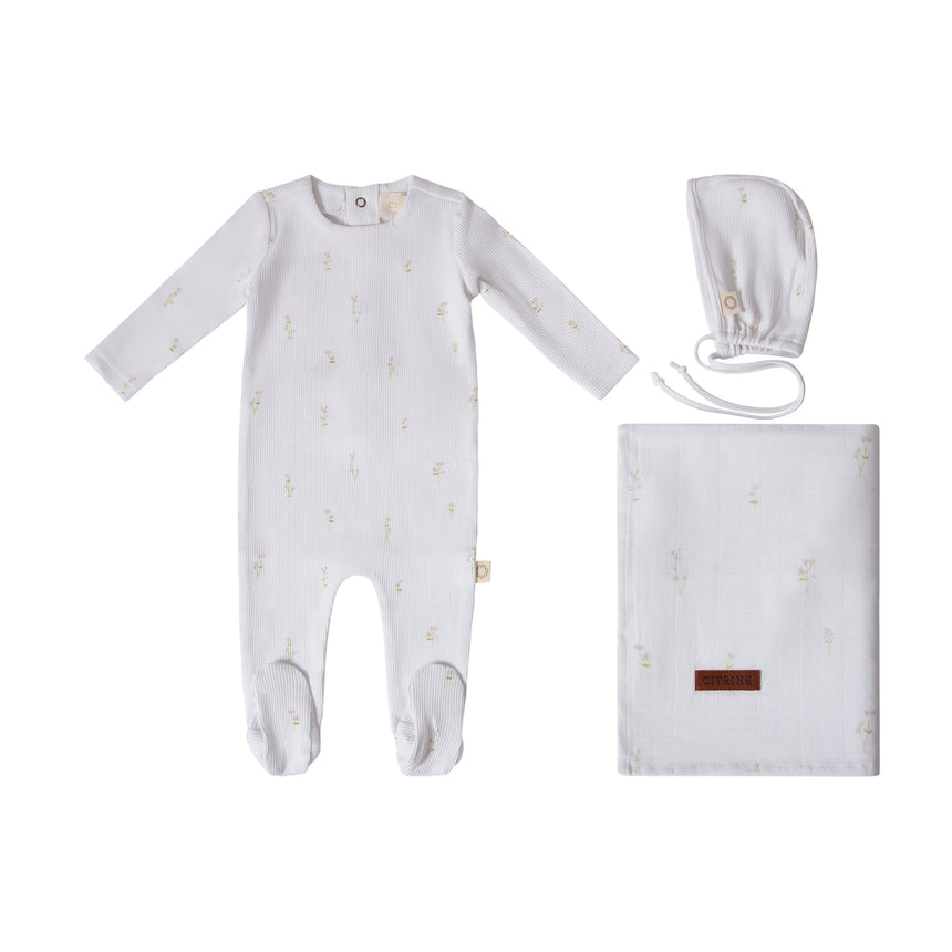 Stem Flower Layette Set - Lavender White