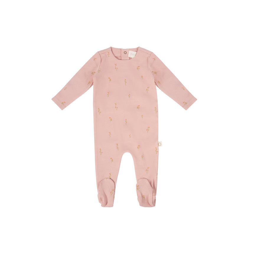 Stem Flower Footie - Pink Tonal