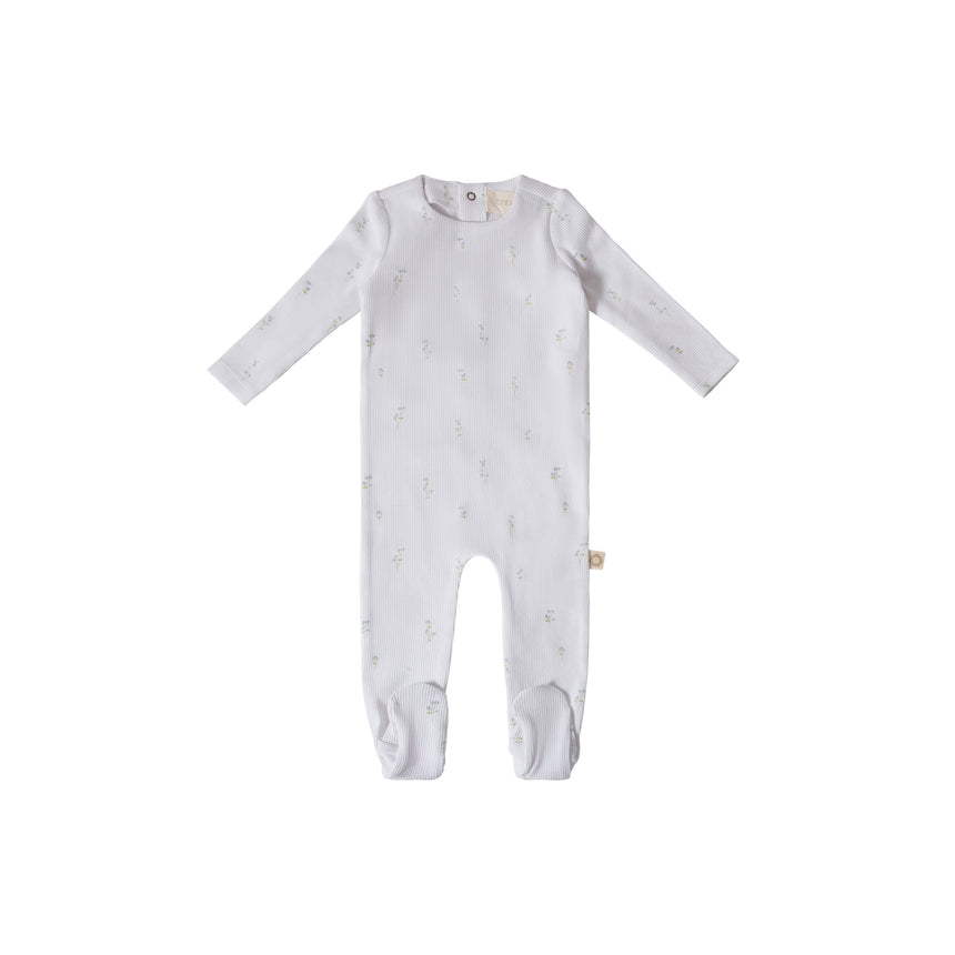 Stem Flower Footie - Blue White