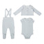 Ric Rac Onesie, Overall and Cardigan - Light Blue Tonal