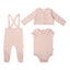Ric Rac Onesie, Overall and Cardigan - Pink Tonal