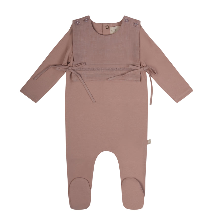 Tucked Bib Footie Misty Rose