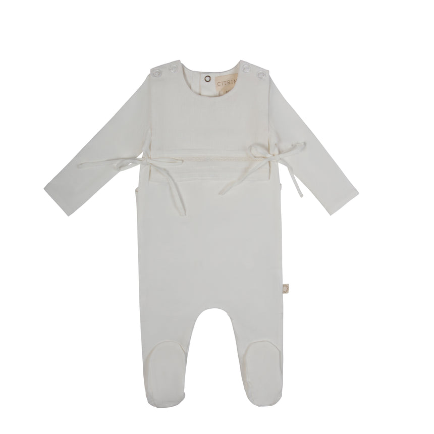 Tucked Bib Footie White