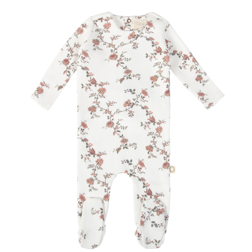 Vines Footie - White/Pink
