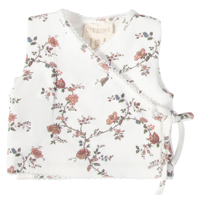 Vines Vest - White/Pink