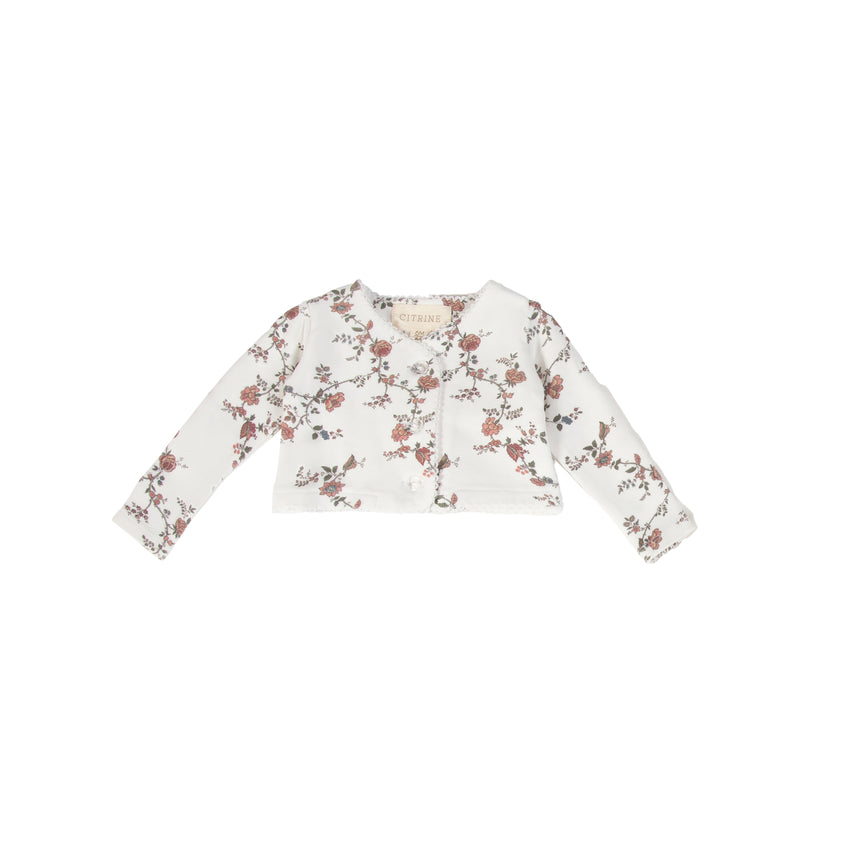 Vines Cardigan - White/Pink