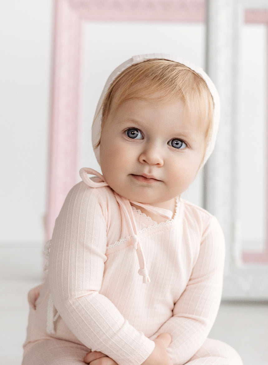 Lace Trim Bonnet - Pink