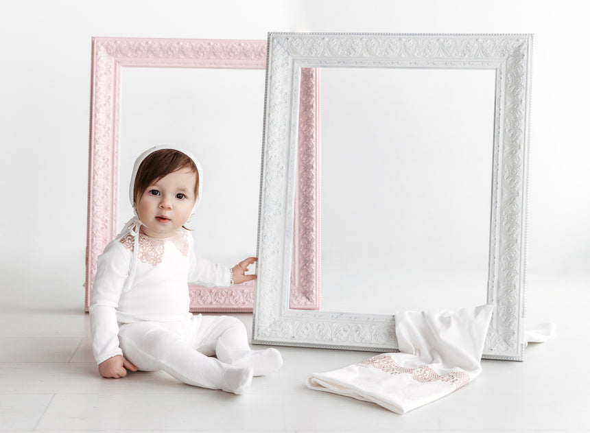 Lace Collar Set - White/Pink